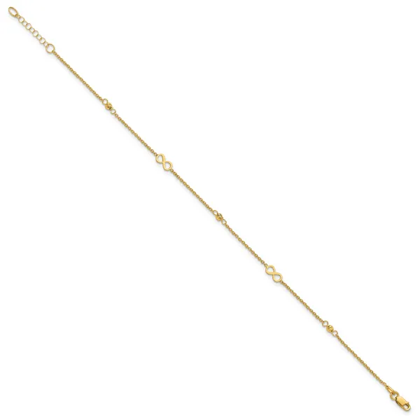 Leslie's 14K Polished/Diamond-cut Infinity 9in Plus 1in ext. Anklet Image 2 Grayson & Co. Jewelers Iron Mountain, MI