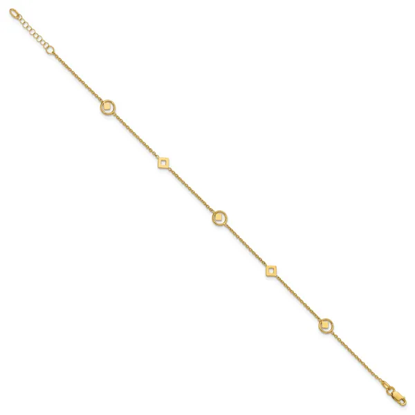 Leslie's 14K Polished Geometric Station 9in Plus 1in ext. Anklet Image 2 Thomas A. Davis Jewelers Holland, MI