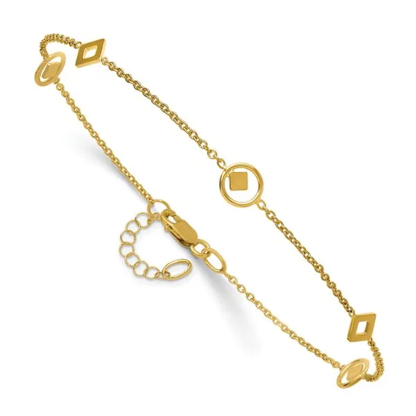 Leslie's 14K Polished Geometric Station 9in Plus 1in ext. Anklet Image 3 Spath Jewelers Bartow, FL