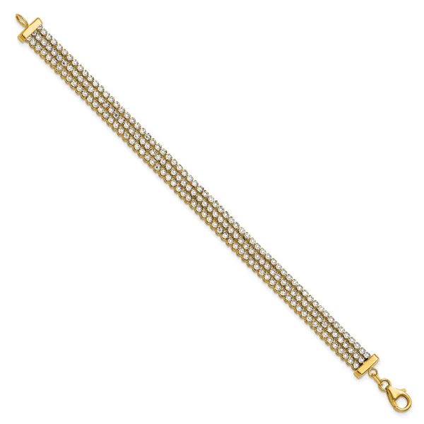 Leslie's 14K Two-tone Polished/Dia-cut 3-Row Bracelet Image 2 Tidwells of Greenwood Greenwood, SC