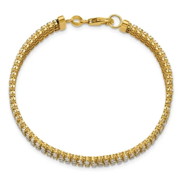 Leslie's 14K Two-tone Polished/Dia-cut 3-Row Bracelet Image 4 Jim's Jewelers Tyler, TX