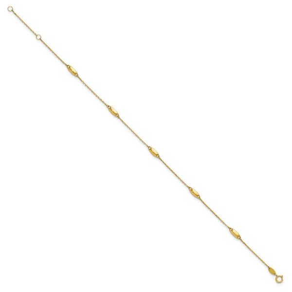 Leslie's 14K Polished Bead Station 9in Plus 1in ext. Anklet Image 2 Jerald Jewelers Latrobe, PA