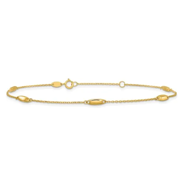 Leslie's 14K Polished Bead Station 9in Plus 1in ext. Anklet Image 3 Ask Design Jewelers Olean, NY