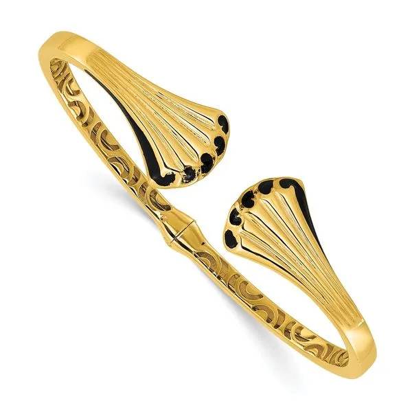 Leslie's 14K w/Black Enamel Polished Fancy Hinged Cuff Bangle Arlene's Fine Jewelry Vidalia, GA