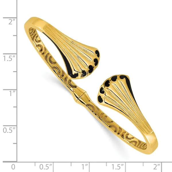 Leslie's 14K w/Black Enamel Polished Fancy Hinged Cuff Bangle Image 3 Arlene's Fine Jewelry Vidalia, GA