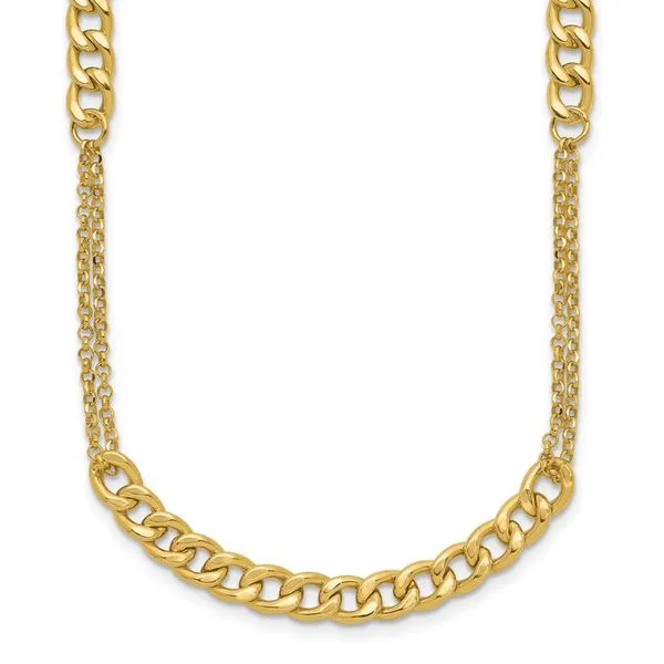 Leslie's 14K Polished/Dia-cut  Fancy Link w/2in ext. Necklace Jim's Jewelers Tyler, TX