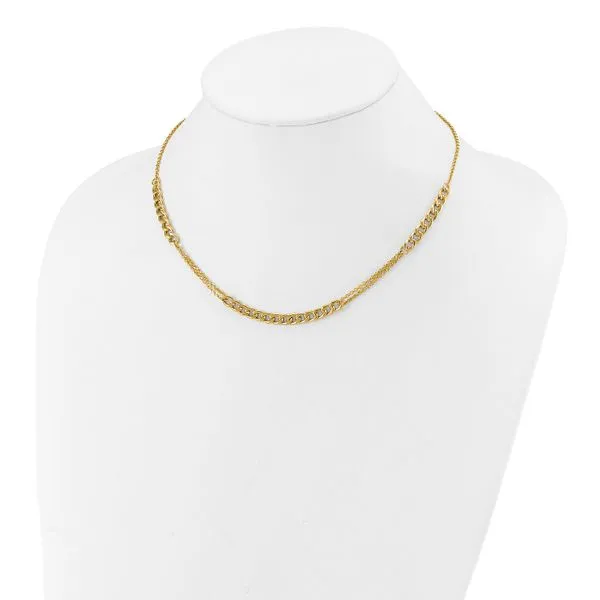 Leslie's 14K Polished/Dia-cut  Fancy Link w/2in ext. Necklace Image 3 Valentine's Fine Jewelry Dallas, PA