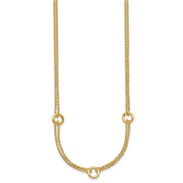 Leslie's 14K Polished/Dia-cut 2-Strand Circle Link w/2in ext. Necklace Image 2 Jim's Jewelers Tyler, TX