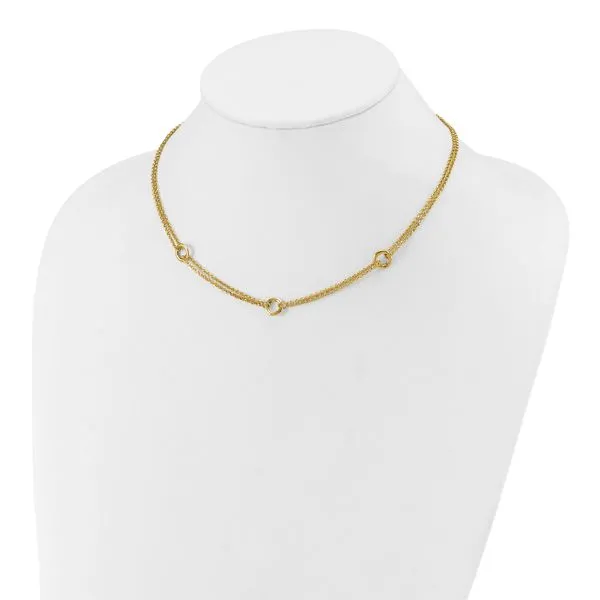 Leslie's 14K Polished/Dia-cut 2-Strand Circle Link w/2in ext. Necklace Image 3 Delfine's Jewelry Charleston, WV