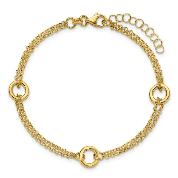 Leslie's 14K Polished/Dia-cut 2-Strand Circle Link w/1in ext. Bracelet Image 4 Grayson & Co. Jewelers Iron Mountain, MI