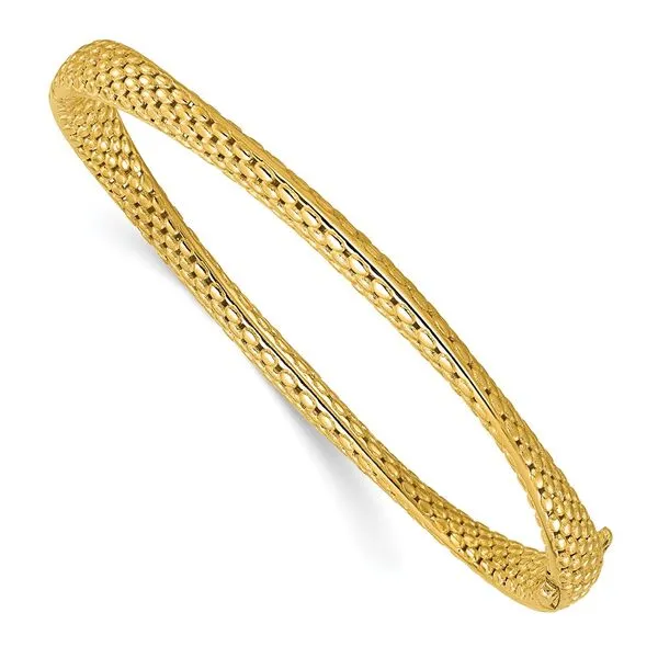 Leslie's 14K Polished and Textured Fancy Twist Hinged Bangle John E. Koller Jewelry Designs owasso, OK