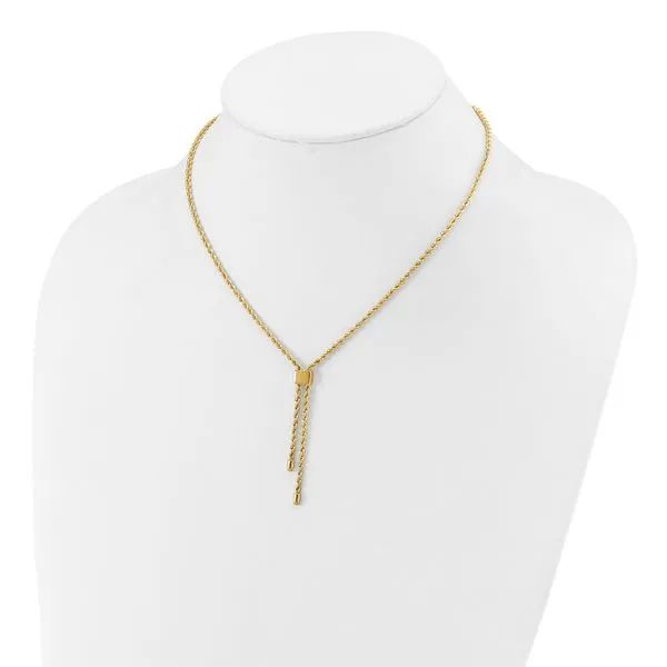 Leslie's 14K Polished/Dia-cut Fancy Rope Adj. up to 19in Necklace Image 3 Jim's Jewelers Tyler, TX