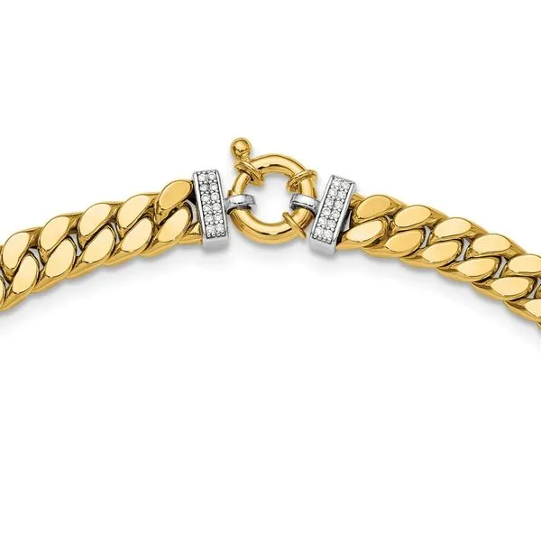 Leslie's 14K Two-tone CZ Polished Fancy Curb Necklace Grayson & Co. Jewelers Iron Mountain, MI