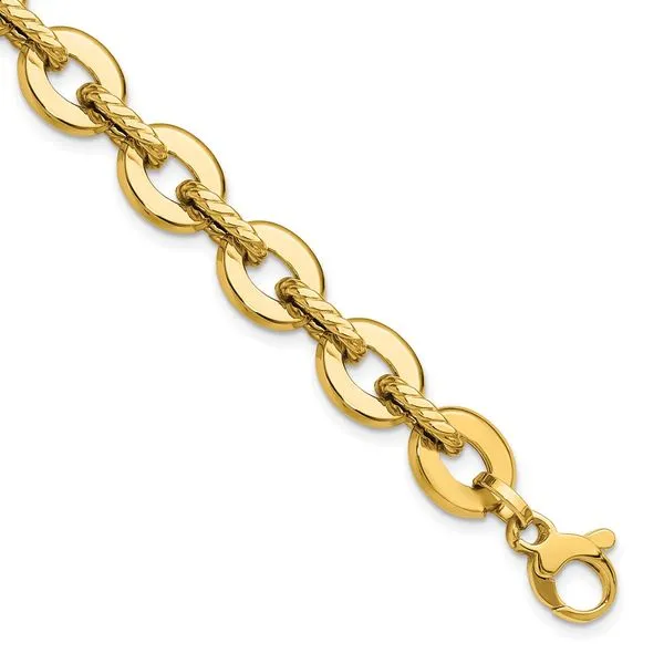 Leslie's 14K Polished and Grooved Fancy Link Bracelet Valentine's Fine Jewelry Dallas, PA