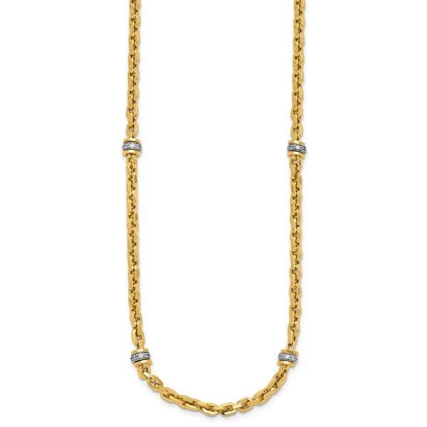 Leslie's 14K Two-tone CZ Polished Fancy Link Necklace Image 2 Morin Jewelers Southbridge, MA
