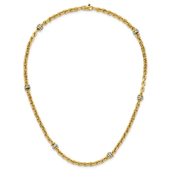 Leslie's 14K Two-tone CZ Polished Fancy Link Necklace Image 4 Morin Jewelers Southbridge, MA