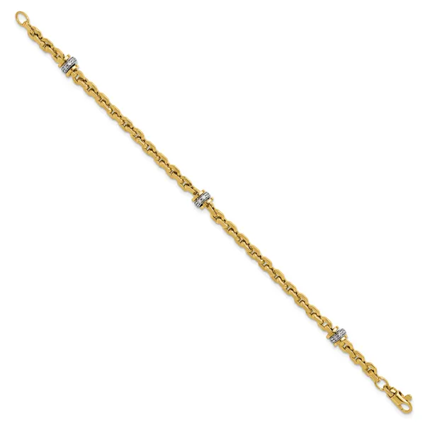 Leslie's 14K Two-tone CZ Polished Fancy Link Bracelet Image 2 Grayson & Co. Jewelers Iron Mountain, MI