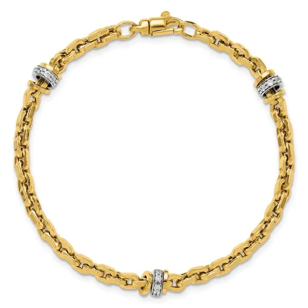 Leslie's 14K Two-tone CZ Polished Fancy Link Bracelet Image 4 Grayson & Co. Jewelers Iron Mountain, MI