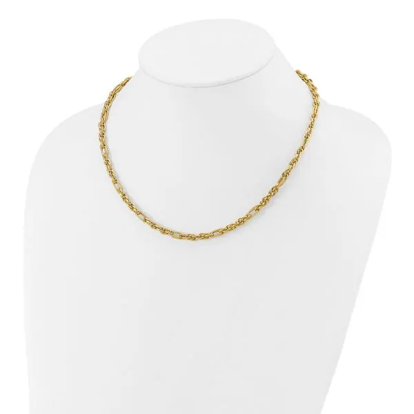 Leslie's 14K Polished and Textured Fancy Link Necklace Image 3 Thomas A. Davis Jewelers Holland, MI