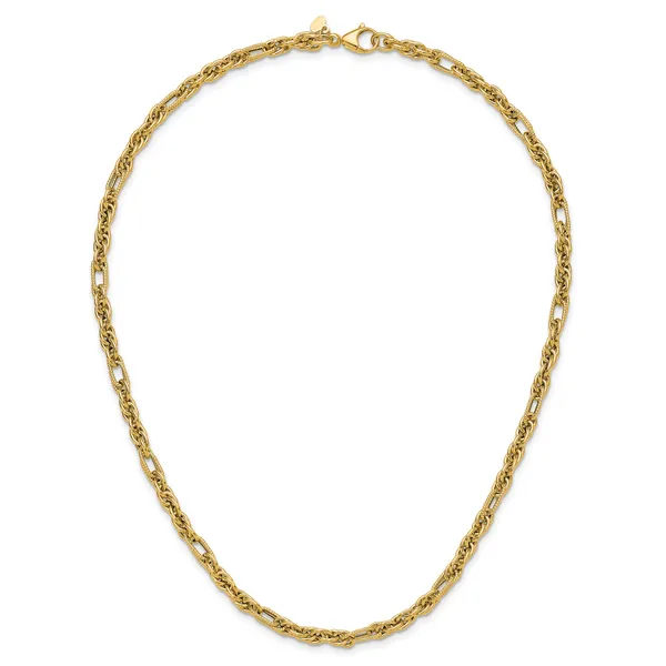 Leslie's 14K Polished and Textured Fancy Link Necklace Image 4 Thomas A. Davis Jewelers Holland, MI