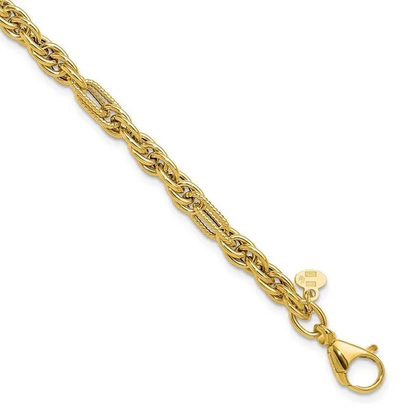 Leslie's 14K Polished and Textured Fancy Link Bracelet Grayson & Co. Jewelers Iron Mountain, MI