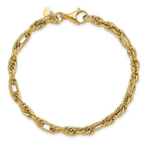 Leslie's 14K Polished and Textured Fancy Link Bracelet Image 4 Tidwells of Greenwood Greenwood, SC