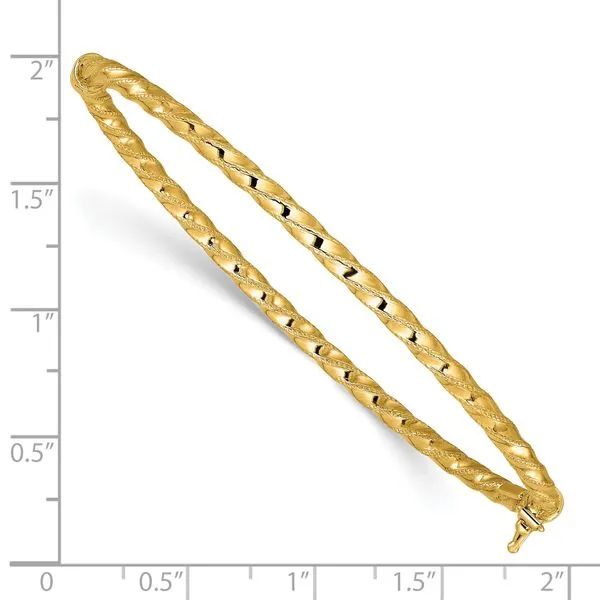 Leslie's 14K Polished/Textured and Twisted Hinged Bangle Image 3 Chandlee Jewelers Athens, GA
