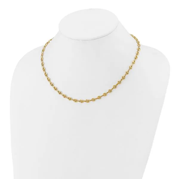 Leslie's 14K Polished Puffed Mariner Link Necklace Image 3 Atlanta West Jewelry Douglasville, GA