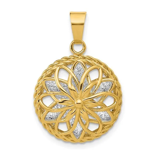Leslie's 14K Two-tone Polished and Diamond-cut Fancy Pendant Boyd Jewelers Wesley Chapel, FL