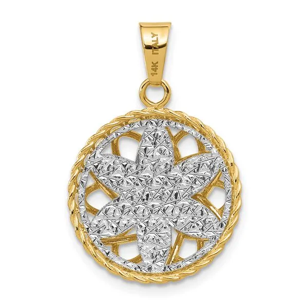 Leslie's 14K Two-tone Polished and Diamond-cut Fancy Pendant Image 3 Boyd Jewelers Wesley Chapel, FL
