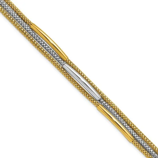 Leslie's 14K w/Rhodium Polished Bars Mesh Multi-strand Bracelet Gaines Jewelry FLINT, MI
