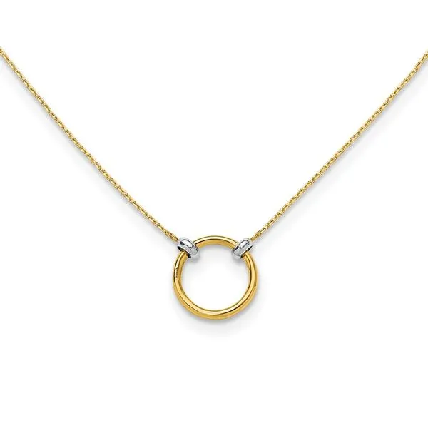 Leslie's 14K with Rhodium Polished Circle Necklace Michael's Jewelry North Wilkesboro, NC