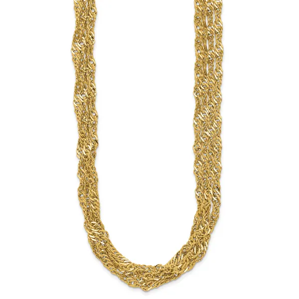 Leslie's 14K Polished/Diamond-cut Multi-strand Singapore Necklace Image 2 Gaines Jewelry FLINT, MI
