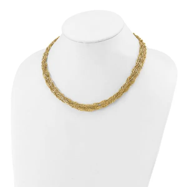 Leslie's 14K Polished/Diamond-cut Multi-strand Singapore Necklace Image 3 Gaines Jewelry FLINT, MI