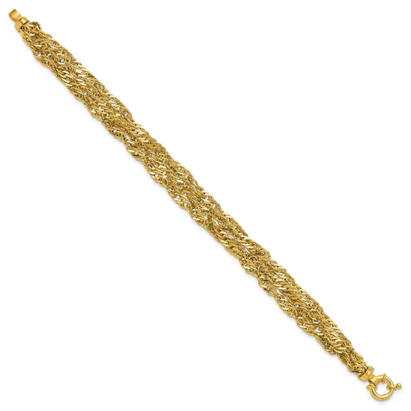 Leslie's 14K Polished/Diamond-cut Multi-strand Singapore Bracelet Image 2 Jimmy Smith Jewelers Decatur, AL