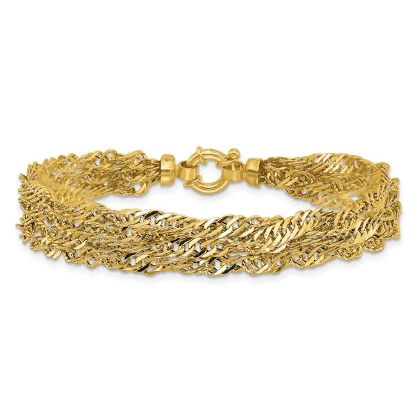 Leslie's 14K Polished/Diamond-cut Multi-strand Singapore Bracelet Image 3 Grayson & Co. Jewelers Iron Mountain, MI