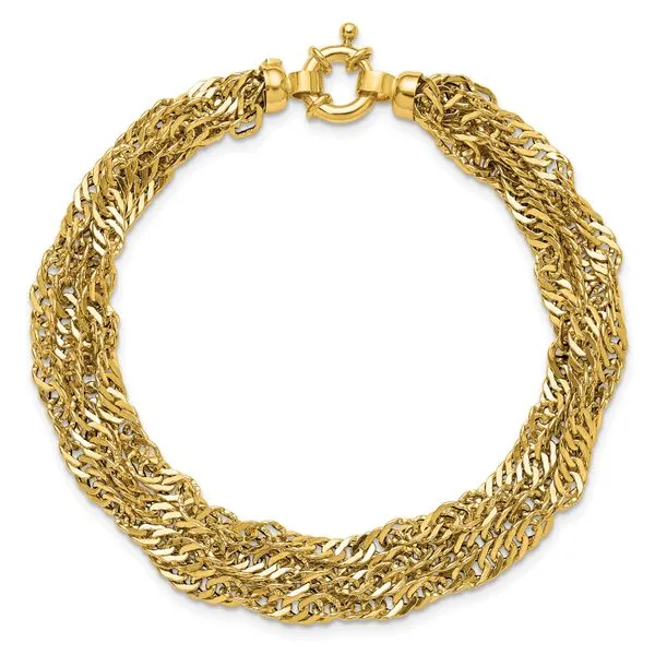 Leslie's 14K Polished/Diamond-cut Multi-strand Singapore Bracelet Image 4 Mitchell's Jewelry Norman, OK