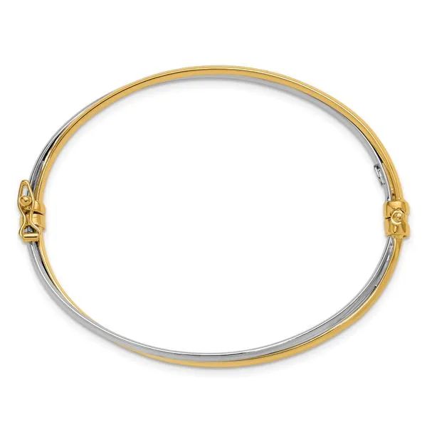 Leslie's 14K with Rhodium Polished Twist Hinged Bangle Image 2 Thomas A. Davis Jewelers Holland, MI