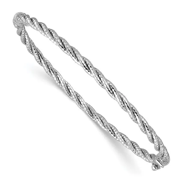 Leslie's 14K White Gold Polish/Diamond-cut Twisted Hinged Bangle Moseley Diamond Showcase Inc Lexington, SC