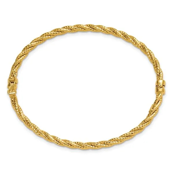 Leslie's 14K Polished and Diamond-cut Twisted Hinged Bangle Image 2 Thomas A. Davis Jewelers Holland, MI
