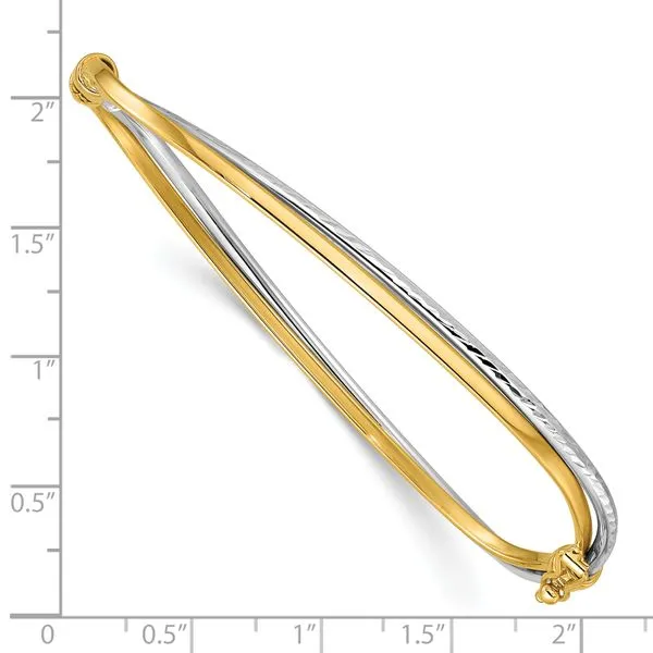 Leslie's 14K w/Rhodium Polished/Diamond-cut Twist Hinged Bangle Image 3 Jim's Jewelers Tyler, TX