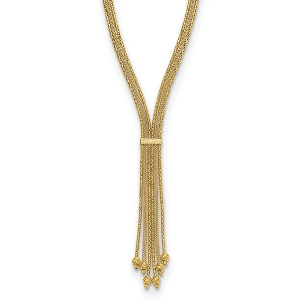 Leslie's 14K Polish/Texture/Dia-cut Fancy Drop Necklace J. West Jewelers Round Rock, TX