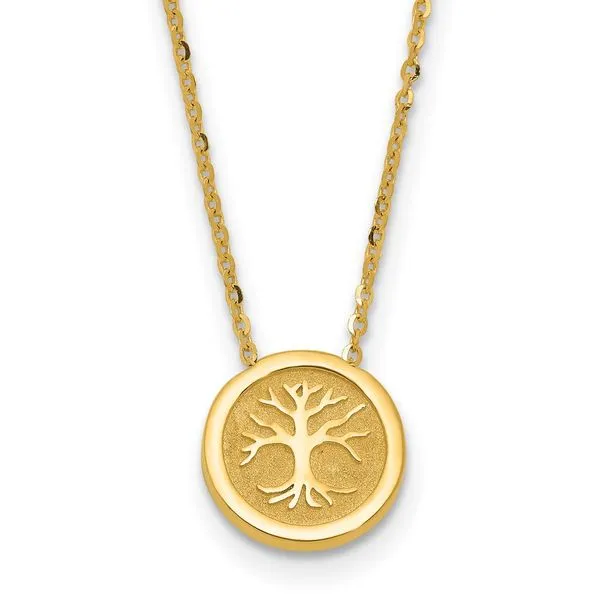Leslie's 14K Polished and Satin Tree of Life Necklace Trenton Jewelers Ltd. Trenton, MI
