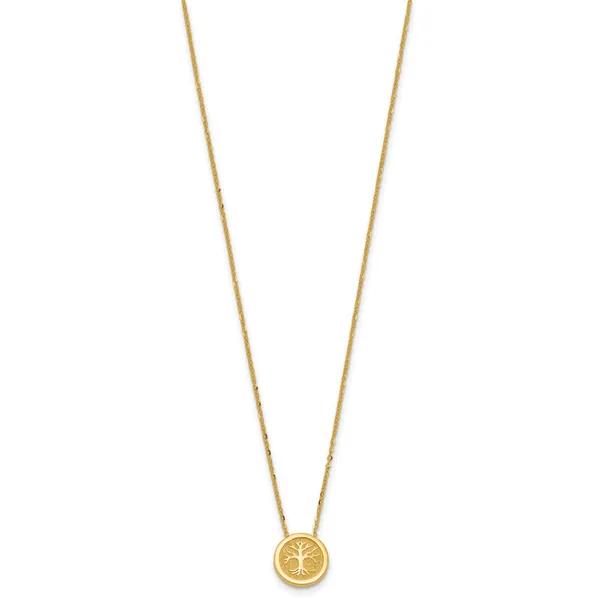 Leslie's 14K Polished and Satin Tree of Life Necklace Image 2 Moseley Diamond Showcase Inc Lexington, SC