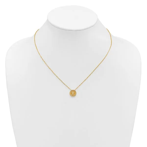 Leslie's 14K Polished and Satin Tree of Life Necklace Image 3 Trenton Jewelers Ltd. Trenton, MI