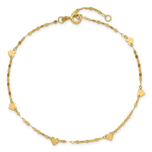 Leslie's 14K Polished Heart Station 9in Plus 1in ext. Anklet Image 4 Morin Jewelers Southbridge, MA