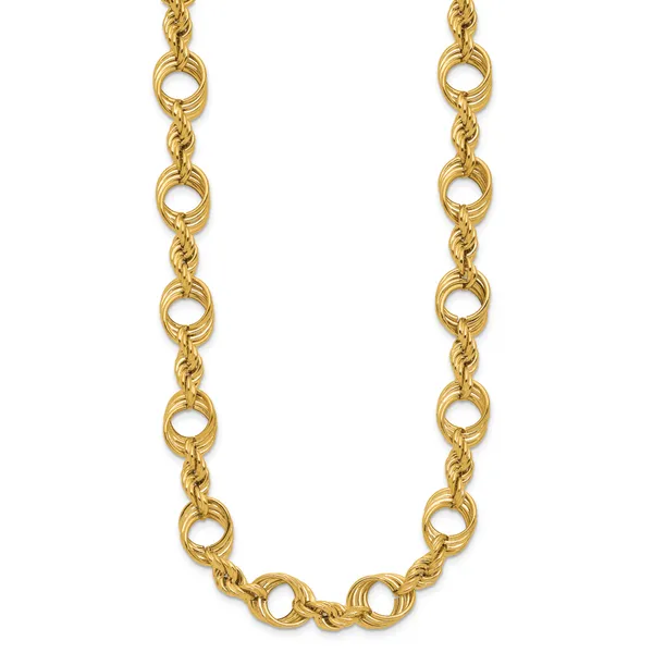 Leslie's 14K Polished Fancy Circle and Rope Link Necklace Image 2 J. Garett Jewelers Wilmington, NC