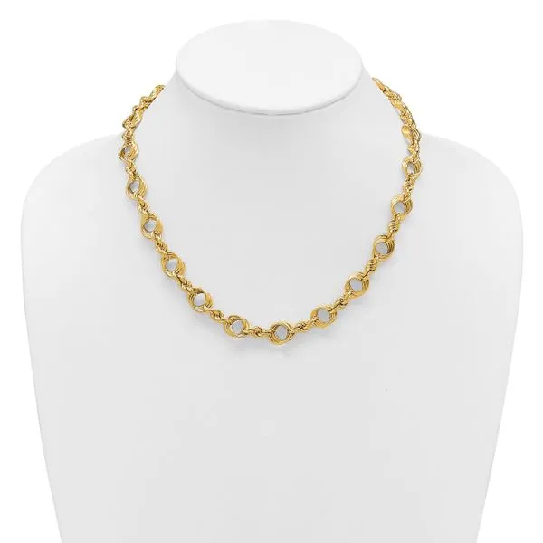 Leslie's 14K Polished Fancy Circle and Rope Link Necklace Image 3 J. Garett Jewelers Wilmington, NC