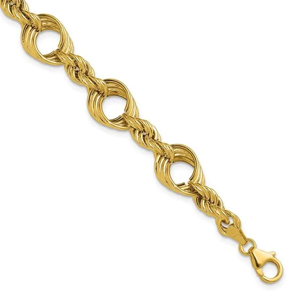 Leslie's 14K Polished Fancy Circle and Rope Link Bracelet Delfine's Jewelry Charleston, WV