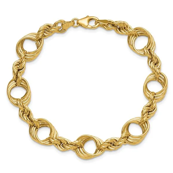 Leslie's 14K Polished Fancy Circle and Rope Link Bracelet Image 4 Albert's Jewelers Kingsland, GA